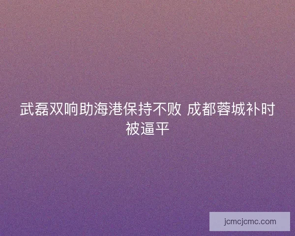 武磊双响助海港保持不败 成都蓉城补时被逼平